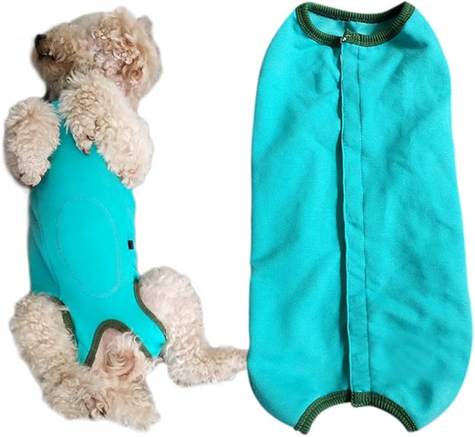 Dog’s Recovery Suit Post Surgery Shirt for Puppy, Wound Protective Clothes for Little Animals(Blue-m)