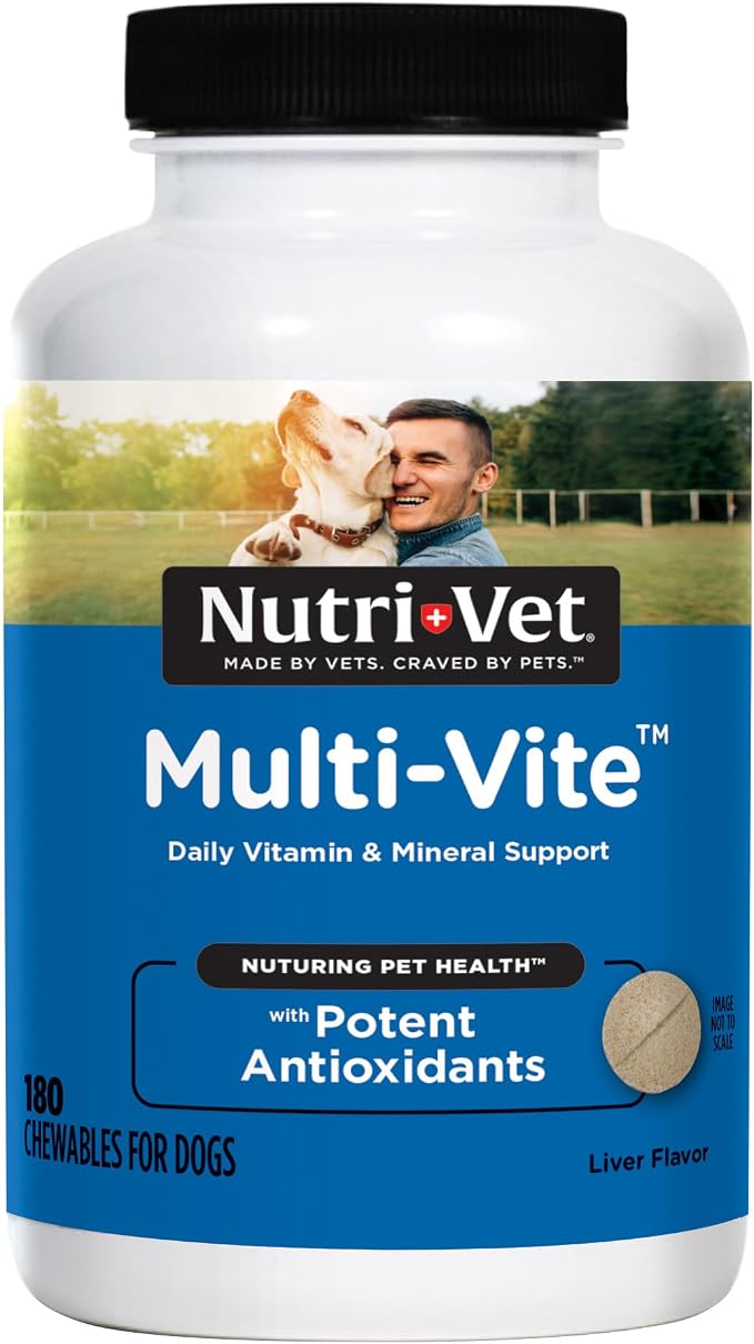 Multi-Vite Chewables for Adult Dogs, Daily Multivitamin & Mineral Supplement for Overall Health, Immune Support, and Balanced Nutrition, 180 Count