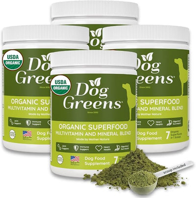 Organic Plant-Based Supplement for Skin, Coat, Digestive & Immune Health in Dogs (12 oz); Natural, Holistic and Vet Approved, Add to Raw, Cooked Homemade, Kibble or Canned Dog Food, 4 Pack