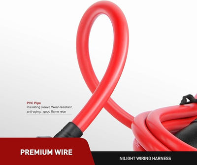 Nilight 10003W 14 Ft Male-to-Female Extension Cord Cable Heavy Duty 12V/24V Car Charger with Cigarette Lighter Socket,2 Years Warranty, red