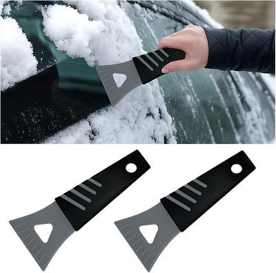 Ice Scraper for Car Windshield, 2PCS Plastic Handheld Vehicle Window Snow Frost LCE Remover Cleaning Freezer with Non-Slip Handle, Auto Freezer Shovel Defroster, Universal Fit (Grey)