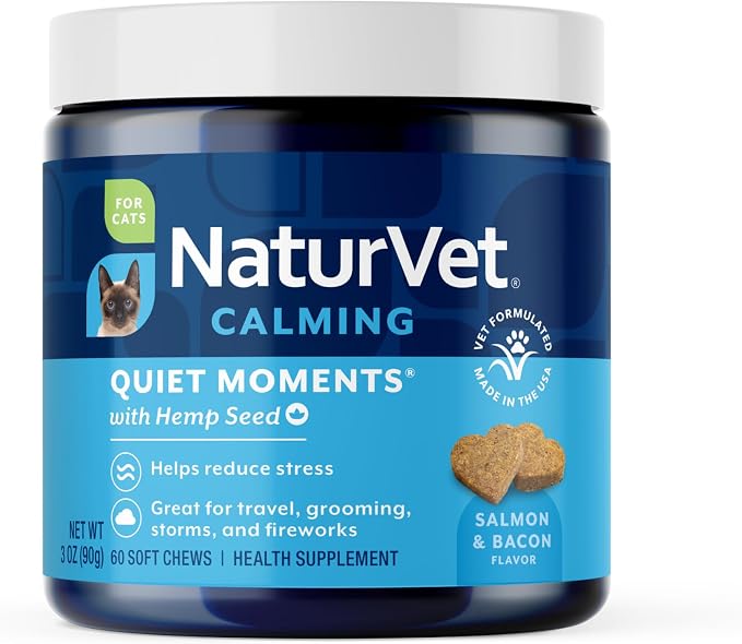 Hemp Quiet Moments Plus Hemp Seed for Cats, 60 ct Soft Chews, Made in USA
