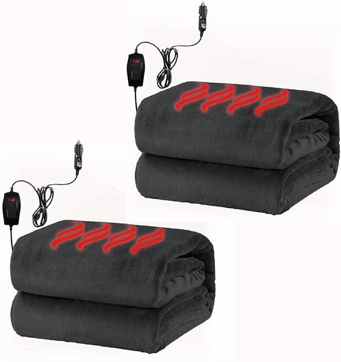 VaygWay Sherpa Fleece Travel Blanket – Comfortable Blanket for Car -Premium Quality Grey Fuzzy Soft Plush Warm 59" x 43” Home and Car Automotive Blanket- for Winter, Camping, Office