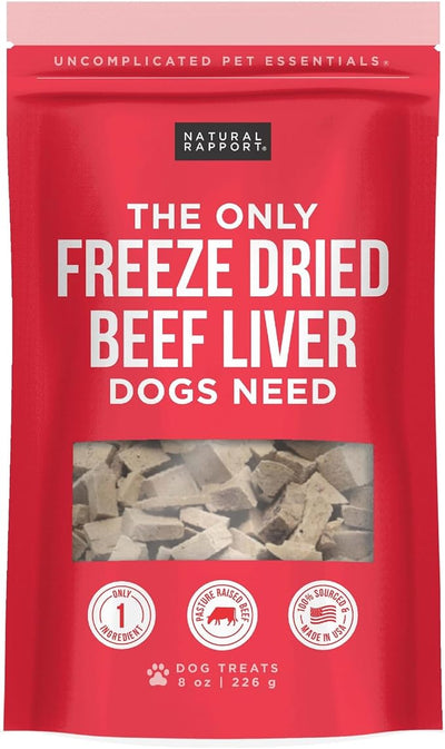 Natural Rapport Freeze Dried Beef Liver Dog Treats - Single Ingredient, USDA Beef, Training Treats for Small & Large Dogs (8 oz, 500+ Treats)