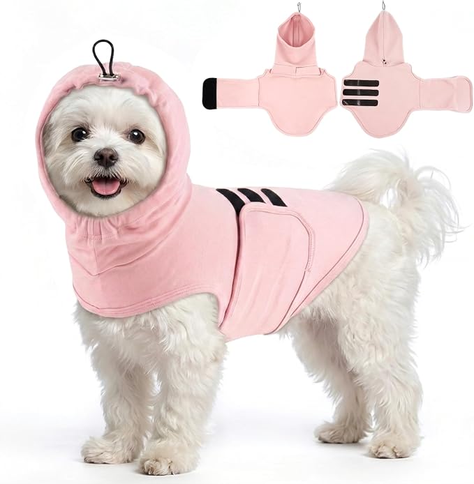 MIGOHI Anxiety Vest for Small Dogs | Dog Calming Vest for Separation,Soft Dog Anxiety Shirt,Anxiety Jacket for Dogs with Ear Wrap to Reduce Noise Stress,Fireworks,Thunderstorm,Pink,S