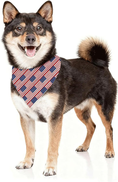4th of July Dog Bandana, Patriotic American Flag Pet Triangle Scarf for BBQ Parade Party Outfit, Stripe Neckerchief for Small Medium Dogs, Puppy Gift