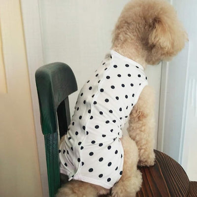 Dog’s Recovery Suit Post Surgery Shirt for Puppy, Wound Protective Clothes for Little Animals(White spot-m)