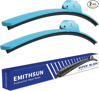 OEM QUALITY 26" + 18" Premium All-Seasons Durable Stable And Quiet Blue Windshield Wiper Blades (Set of 2)