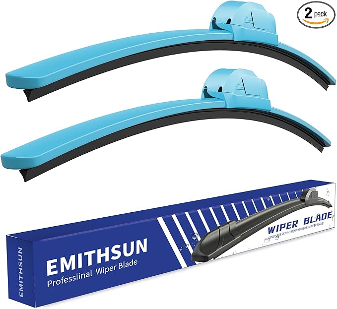 OEM QUALITY 26" + 16" Premium All-Seasons Durable Stable And Quiet Blue Windshield Wiper Blades (Set of 2)