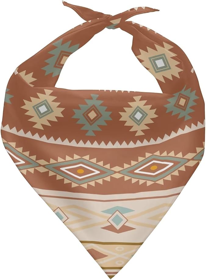 Aztec Tribal Style Dog Bandanas Reversible Triangle Dog Scarf Adjustable Puppy Bib Handkerchief Accessories for Small Medium Large Dogs