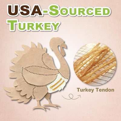 A Freschi srl Turkey Tendons for Dogs, USA-Sourced, Healthy Dog Treats, Rawhide-Free Puppy Chews, Long Lasting, All Natural, Hypoallergenic Dog Treats for Large Breeds, 10 Count Box Ring (L)