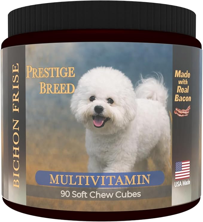 Bichon Frise Multivitamins, 90 Count, Made in the USA with Real Bacon.