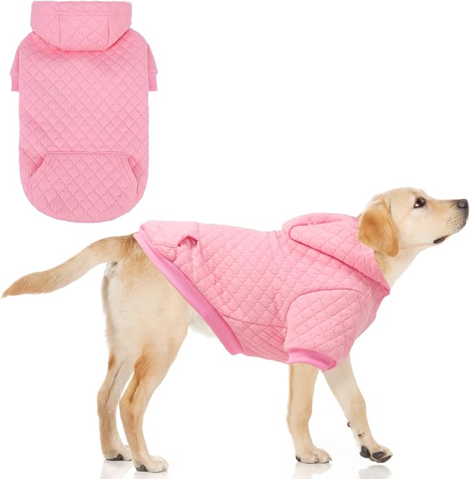KOOLTAIL Dog Hoodie for Small Medium Large Dogs, Ultra-Warm & Soft Winter Fall Fleece Dog Hooded Sweatshirt Clothes Sweater, Lightweight Pullover Coat for Boy Girl Bulldog Pitbull Puppy Cats,Pink M-L