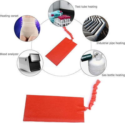 12V Heating Pad,Electric Heated Blanket,4 Pcs Silicone Rubber Heating Pads, Flexible Silicone Pad Heater, Warming Blanket Electric Blanket, Rubber Heating Blanket for Industrial Equipment 20W 12V