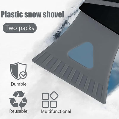Ice Scraper for Car Windshield, 2PCS Plastic Handheld Vehicle Window Snow Frost LCE Remover Cleaning Freezer with Non-Slip Handle, Auto Freezer Shovel Defroster, Universal Fit (Grey)