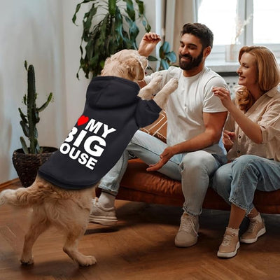 Dog Sweater Dog Hoodie Cold Weather Coat Hooded Sweatshirt for Puppies,Cats, Small Medium Large Dogs (Black(House), Medium/Large)