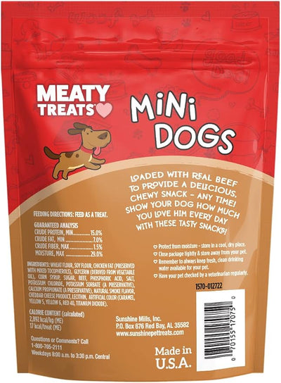 Meaty Treats Mini Dogs Beef & Cheese Flavor Soft & Chewy Dog Treats, 3-oz. (Pack of 16)
