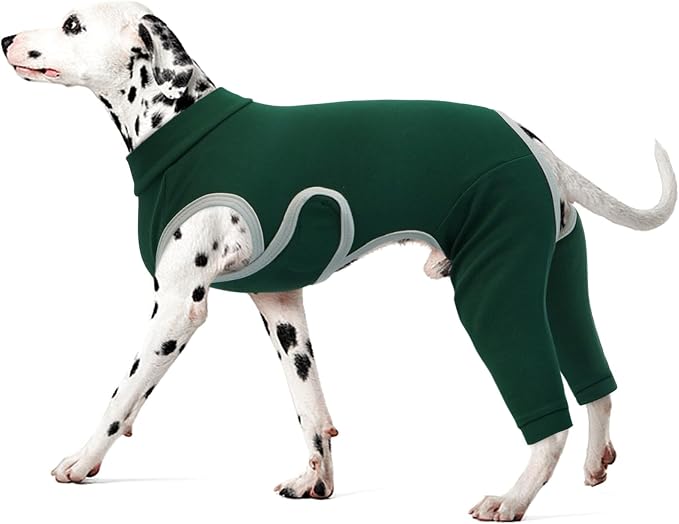 Kuoser Dog Surgery Recovery Suit, Professional Dog Surgical Suit for Back Legs, Soft Dogs Recovery Sleeve to Prevent Licking Biting Wounds, Dogs Onesie After Surgery Elbow Protector, Green M