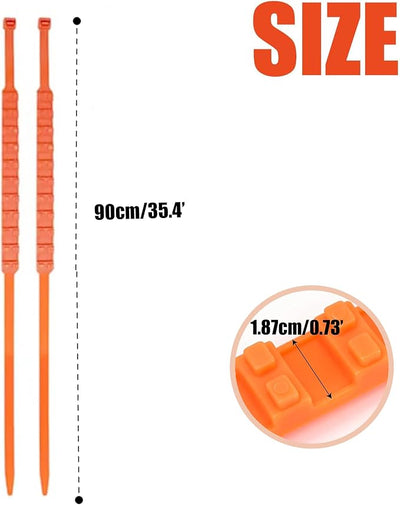 10 PCS Reusable Adjustable Nylon Non-Slip Tire Zip Ties Snow Chains for Auto Pickup Trucks Suv on Ice Sand Mud Rain Road, Emergency Mud Survival Multi-Function Security Cable Belts (Orange)