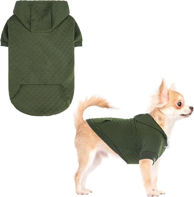 KOOLTAIL Small Dog Sweater, Ultra-Warm & Soft Winter Fall Sphynx Cat Clothes for Cats Only, Lightweight Dog Hoodie Sweatshirt for Small Dogs Boy Girl Yorkie, Chihuahua, Shih-Tzu, Puppy, Green XXS