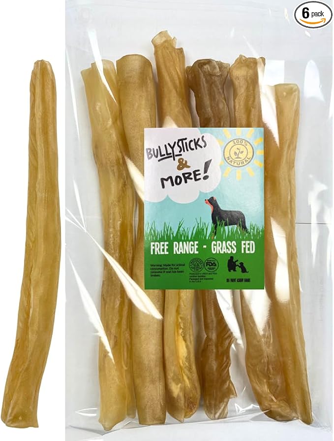 BULLYSTICKS & MORE 12 Inch Beef Collagen Rolls for Dogs (Regular Size - 6 Count) - Bones for Dogs - Dog Parents Choice - No Hide Beef Cheek Rolls