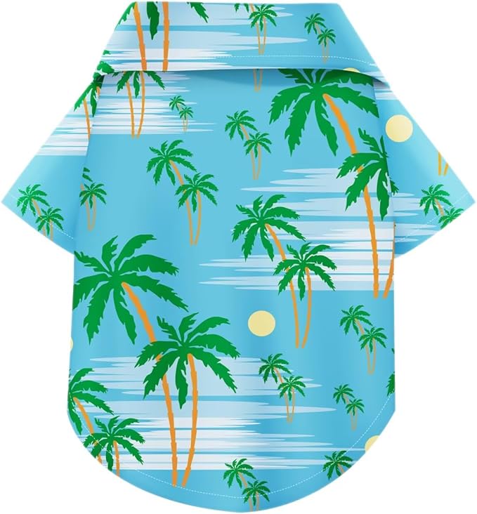 Hawaiian Dog Shirt – Lightweight and Breathable Summer T-Shirt with Tropical Prints, Fun Beach Outfit for Small, Medium, and Large Dogs, Perfect for Hot Days and Outdoor Vacation.Tree XS