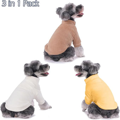 GYALAPERI Dog Sweater, 3 Pack Dog Sweaters for Small Dogs Girl Boy, Ultra Soft Warm Puppy Clothes Dog Coat for Winter (Camel+Beige+Yellow, Small)