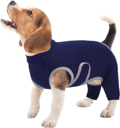 Kuoser Dog Surgery Recovery Suit, Professional Dog Surgical Suit for Back Legs, Soft Dogs Recovery Sleeve to Prevent Licking Biting Wounds, Dogs Onesie After Surgery Elbow Protector, Blue S