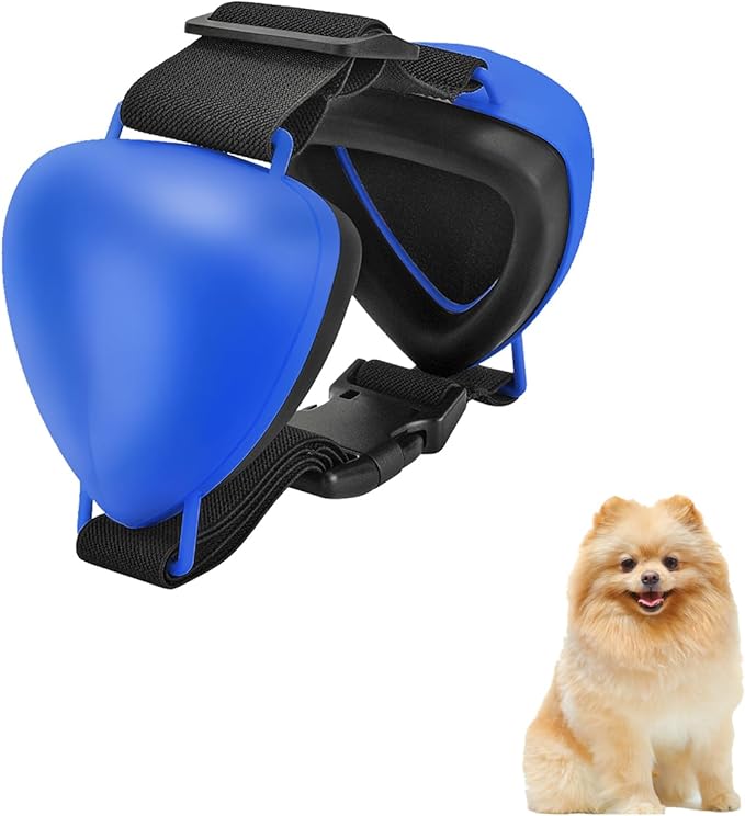 Dog Ear Muffs for Noise Protection, Comfort Dog Noise Cancelling Ear Muffs with Fast Snap Lock for Fireworks, Thunder, Vacuums(Blue,S)
