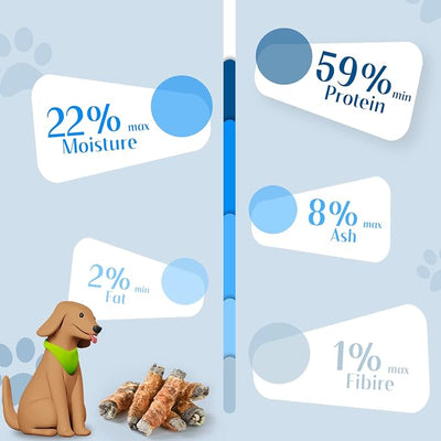 Dog Cod Skin Treats, Chicken Wrapped Cod Skin Sticks, Rawhide Free Dog Treats Chews Bones, Extra Large