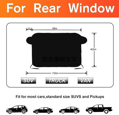 Car Rear Windshield Cover for Ice and Snow, Thicken Rear Frost Guard Windshield Cover for Cars Hatchback Sedan Trucks Vans and SUV（58"x 42"）