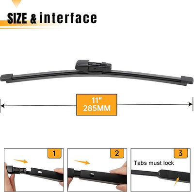 AUTOBOO 11 Inch Rear Wiper Blade Replacement for Volkswagen VW Golf 2010-2021 GTI 2022-2010 e-Golf 2015-2021-BACK Windshield Wiper Blade -Original Factory Quality (Pack of 1)