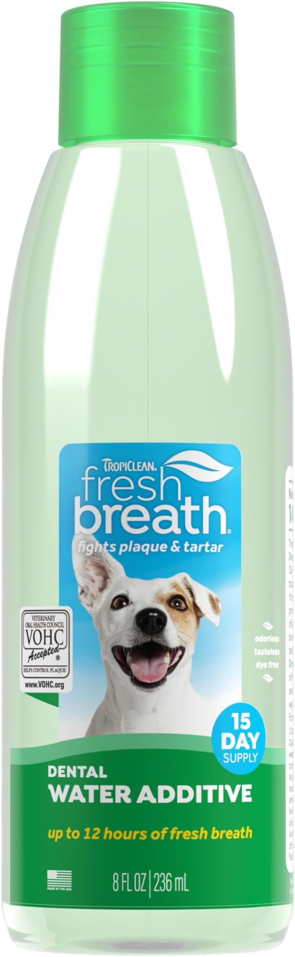 Fresh Breath Water Additive for Dogs | Dog Breath Freshener & Teeth Cleaning Solution | No Toothpaste or Toothbrush Required | 8 oz