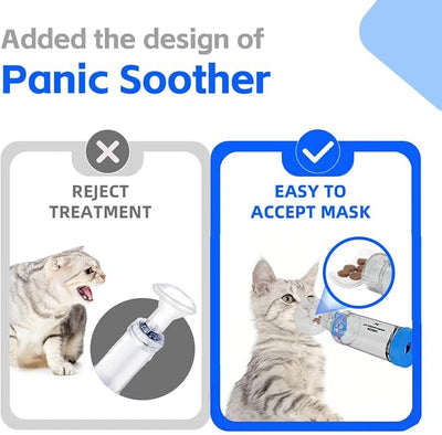 Neobay Cat Inhaler Spacer with Unique Panic Soother & Sensitive Breath Indicator – Designed for Cats with Asthma & Respiratory Issues, Includes 2 Cat Inhaler Masks Blue 2 Packs