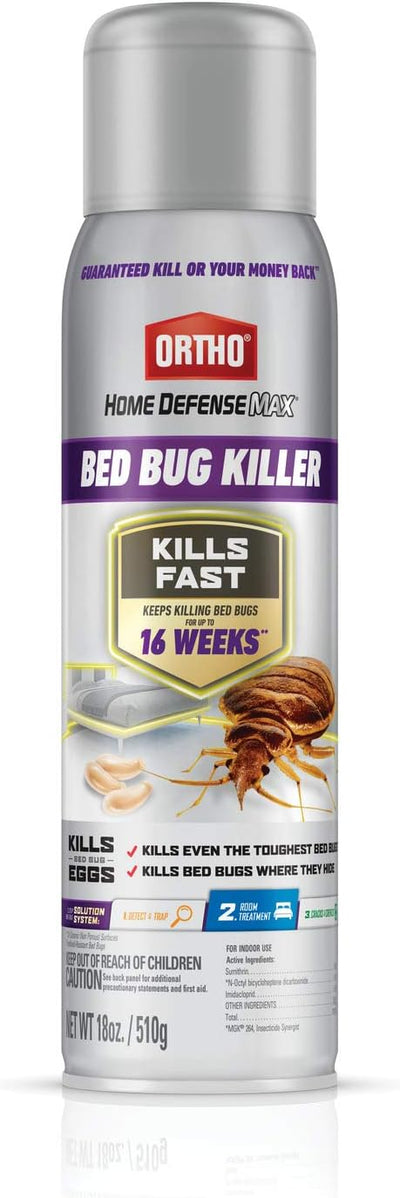 Ortho Home Defense Max Bed Bug Killer Spray - Bed Bug Spray for Home, Also Kills Fleas & Brown Dog Ticks, Spot Treatment, 18 oz