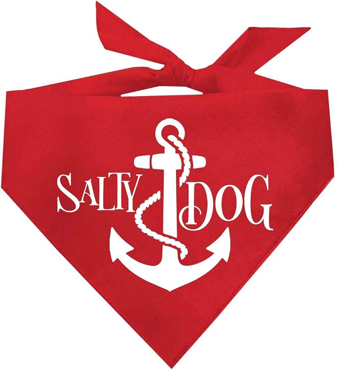 Salty Dog Dog Bandana 100% Cotton Adjustable Triangle Summer Vacation Beach Pool | Red, One Size (100)