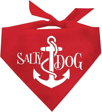 Salty Dog Dog Bandana 100% Cotton Adjustable Triangle Summer Vacation Beach Pool | Red, One Size (100)