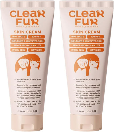 2-Pack Hot Spot & Itch Relief Skin Cream for Dogs & Cats | Fast & Lasting Relief | Treats The Source Natural Ingredients & Colloidal Silver Vet-Recommended Safe & Non-Toxic Made in USA (2oz)