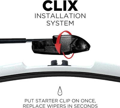 ClixWipers 26" + 22" (Set of 2) White All Weather Premium Automotive Replacement Windshield Wiper Blades, Passenger and Driver Side Winter Wiper Blades for Various Car Models