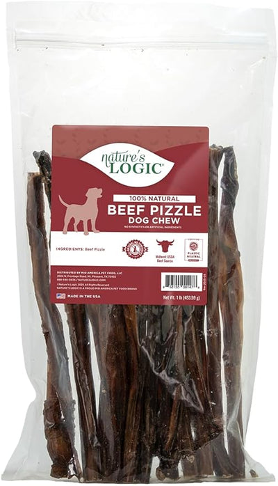 Nature's Logic All-Natural Beef Pizzle Chew Stick - Promotes Dental Hygiene - Recreational Dog Treat for Large/Medium Breeds - Natural Bully Stick - Beef Pizzle Treat