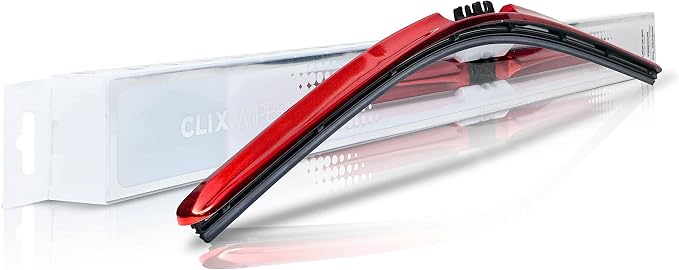 Clix Wipers - 14" Red Chrome Automotive Replacement Wiper Blade (Pack of 1) Universal Clip On All-Weather Flex Frame Windshield Wiper