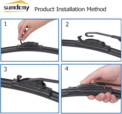 26"+19" Windshield Wiper Blade Replacement for Acura ILX 2013-2020 Honda Accord 2008-2017 Toyota Prius 2010-2015 Prius V 2012-2017 Toyota Sienna 2004-2010 Front Windscreen Wiper for U/J hook