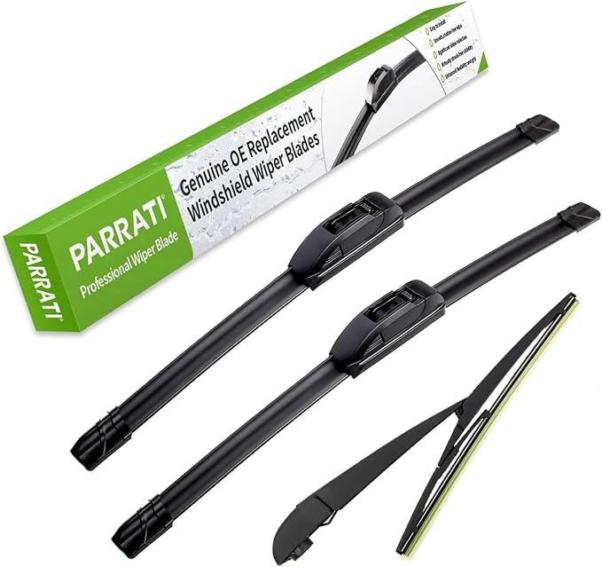 PARRATI® Premium Windshield Wipers with Rear Wiper Blades Arm Replacement for 2012-2006 Toyota RAV4,All-Season Automotive Wipers,Easy to Install 24"+17"+12"(Set of 4)