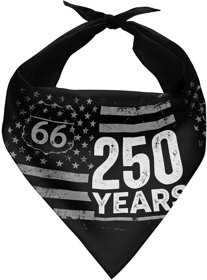 250 Years Dog Bandana 1 Pack American Flag Patriotic Dog Bandanas Costume Pet Triangle Scarf Puppy Kerchief Washable Reversible Dogs Handkerchief for 4th of July Independence Day
