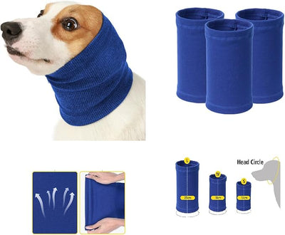Quiet Ears for Dogs Keep Calming Ear Hematoma Reusable, Anxiety Relief for Blow Drying, Grooming, Thunder & Fireworks Blue+Grey L