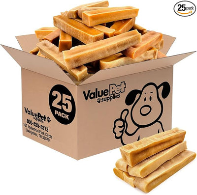 ValueBull Himalayan Yak Cheese Dog Chews, Extra Large, 25 ct Bulk Pack - Long Lasting for Aggressive Chewers, All Natural, Healthy & Safe, Low Odor Nepal Yak Milk Chews