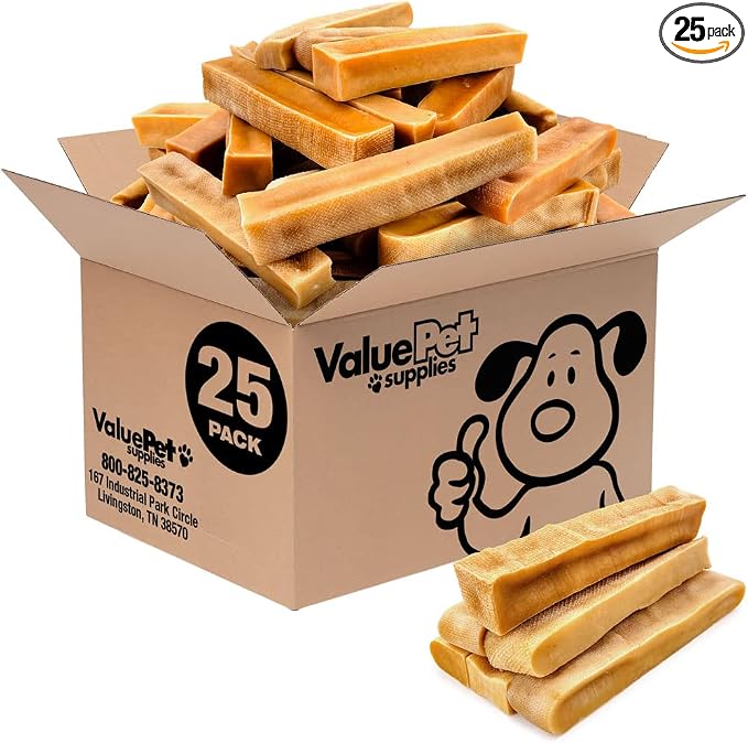 ValueBull Himalayan Yak Cheese Dog Chews, Extra Large, 25 ct Bulk Pack - Long Lasting for Aggressive Chewers, All Natural, Healthy & Safe, Low Odor Nepal Yak Milk Chews