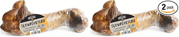 Large Pork Bone, 2 Count, Pork Bones for Dogs, Rawhide Free, Dog Chew for Healthy Teeth & Gums, High Protein, Easy to Digest, Long Lasting, Natural Treats for All Breeds