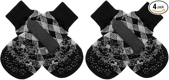 Anti Slip Dog Socks to Prevent Licking Paws, Dog Shoes for Hot Pavement, Dog Booties for Small Medium Large Senior Dogs, Traction Control Boots & Paw Protectors for Hardwood Floors