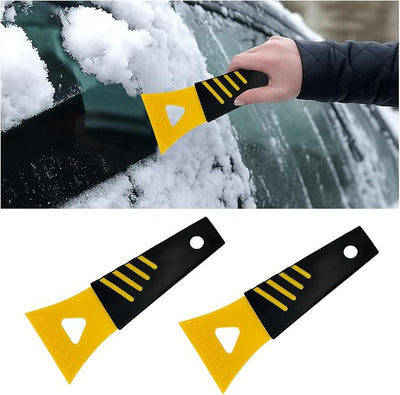 Ice Scraper for Car Windshield, 2PCS Plastic Handheld Vehicle Window Snow Frost LCE Remover Cleaning Freezer with Non-Slip Handle, Auto Freezer Shovel Defroster, Universal Fit (Yellow)